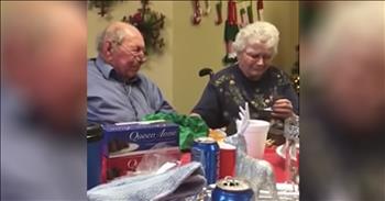 the original. 85-year-old Patricia May Johnson was devastated when she lost her beloved engagement diamond. Patricia injured her hand at her nursing home and her fingers became too swollen to wear her rings. She placed them in her jewelry box, but soon after they went missing. 

When Christmas rolled around, Patricia’s husband, Don, asked his daughter to take him shopping for a replacement engagement ring and wedding band. So they wrapped up the precious gift and waited until it was time to exchange presents. With the camera rolling, Patricia opens up the package. 

At first, she’s in disbelief and even thinks it may be a gift from the dollar store. But when she realizes that this is a real ring from a nice jeweler, she immediately covers her mouth in awe. That is when the tears started to flow from everyone in the room. 

This couple has been married for 67 years and their love for each other shines through. Even though a ring does not define their relationship, the gesture of replacing this special item was an incredibly thoughtful moment. 

In this day and age, it is rare for a couple to be together for this long and it is even more rare for them to still be so in love. What a touching moment from such a beautiful couple. Who else hopes for a relationship like Patricia and Don?