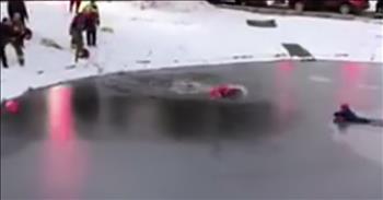 It was a moment full of emotion when an 11-year-old boy is rescued from frozen pond. Every winter season, we hear terrifying stories of people falling through ice. For many people living in cold areas, this can hit all too close to home. As temperatures continue to drop, it's important to remember how dangerous these areas can become. 

If you live or play near a body of water, ice can form over top of these areas. But if the ice is too thin, trying to move across it can lead to cracks and falling to the freezing waters below. That’s exactly what happened to this young boy who fell through the ice in Naperville, Illinois. After he fell into the pond, the 11-year-old’s feet became stuck in the mud. He was at risk for exposure when first responders arrived on the scene. 

Thankfully, they were able to pull him to safety using a rope and floatation device. The young boy was immediately taken to the hospital for treatment. Sadly, this type of situation is far too common and happens to humans and animals, alike. If you live in a colder climate where ice may form on ponds, please be aware of your surroundings and look out for others. And if you find yourself in this terrifying situation, some of the biggest things to remember are to control your breathing and do not panic. 

If you can start to kick and pull onto the ice, you can climb out of the chilling water. While I hope none of us ever has to use these tips in real life, it's still a safety reminder that we should all listen to.