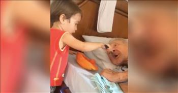 The Internet responded with tears when a video of a toddler feeding his grandpa went viral. There is nothing sweeter than watching children interact with the world around them. Children truly see the world through a completely different set of eyes than adults. They are full of innocence and wonder. It’s a trait that a lot of us wish we still had today. 

With kids, there is no judgment and no fear of embarrassment. They simply care for people with a full heart of love, no matter what. And this little boy is the perfect example of just how big a child’s heart can truly be. Just watch as he steps up to his bed-ridden grandfather and starts to feed him from a spoon. Without hesitation, he gives this man the care and nourishment that he needs. Though the video may be short, Grandpa does not take his eyes off of the young boy the entire time. 

You can almost feel the love and appreciation between the two in that moment. Since this video was posted to Facebook, it has been viewed over 90 million times. That’s an incredible amount of people that have seen the compassion and consideration from this little boy. 

This is such a perfect example of how amazing God’s children truly are. He puts so much time and effort into every detail of our being and He definitely knew what He was doing when He made children. They are truly a guiding light for us when this world can seem like a place devoid of kindness. Let us remember this little boy and his caring nature the next time we start to lose faith in humanity.
