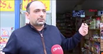 One shop owner in Adana, Turkey is incredibly grateful for a tap on the shoulder from a stranger, a simple gesture that ended up saving his life. It was a miraculous meeting that truly helped avoid a tragic end.
 
When you watch this viral video captured on a security camera, you see that the shop owner could have suffered some serious injuries, or even death, if he had not turned around.
 
While he was stacking goods outside of his shop, he felt a sudden tap on his shoulder, and he turned towards the street. Just a moment later, a gate from a large truck swings open. It flies through the area at high speeds where the man’s head was just moments before.
 
The stranger who tapped the shop owner’s shoulder continues to calmly walk away. When the man is looking around to see who touched him, he looks visibly confused and shocked. The stranger is nowhere to be found.
 
The shop owner says that the driver of the large truck returned to apologize for what had happened, but the stranger who tapped his shoulder was simply gone without leaving a trace.
 
The timing of the incident is incredible. A divine intervention! Had the shop owner not felt the tap on his shoulder right when he did, he would not have been able to move out of harm’s way in enough time. Could that stranger have been the man’s guardian angel? To say the least, God was definitely looking out for him that night!
 
This story is a great reminder to us all to be attentive to the help that is given to us in our daily lives. Be open to receive it, because we were not meant to walk this life alone. We all need one another to get by.
