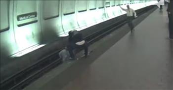 It was a miracle captured on camera when these Good Samaritans rushed to save a blind man who fell onto the train tracks. 

This blind commuter was walking near the platform at the Red Line’s Medical Center metro station in Bethesda, Maryland. As he used his cane to access the area, he fell off of the platform and right onto the tracks. 

The next train was scheduled to arrive at the station in less than 60 seconds. Bystanders quickly took notice of the situation and rushed to pull the stranger to safety. 

The video shows more and more people gathering by the tracks to band together and lift the man off the tracks. After he was safe on the platform, the blind man laid on the ground, obviously in shock. 

Just seconds later, the train comes barreling down the tracks to stop at the platform. This was such a close call for the man but, thankfully, these Good Samaritans did not hesitate to help. 

The unidentified man was transported to the hospital with non-life threatening injuries. Once the video was posted online, it quickly became a viral sensation as people praised the quick-thinking strangers. 

In this day and age, so many people are distracted by the world. It is a refreshing change to see strangers look up and help someone during their time of need. 

I sure wish that we saw more stories like this in our news feed everyday. What did you think of these kind strangers and their heroic actions?