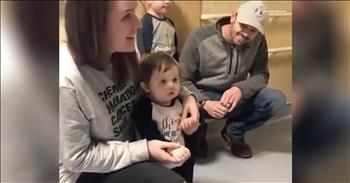 It was a heartwarming moment captured on camera when this hospital sings to little girl after she finishes her last chemotherapy treatment. 

Cancer of any kind is devastating to an individual and their surrounding loved ones. From the initial diagnosis to the recurring treatments, it can be a sprain both physically and emotionally. 

Molly Hughes was just four months old when she was diagnosed with stage four neuroblastoma, a rare form of childhood cancer. Her parents were told that she may not make it to the age of 2. But this little sweetheart is a fighter and she even went through 130 days of chemo treatment in the hospital. Even when the treatments drained her of energy and her appetite, Molly continued to battle. 

Finally, 15 months after her diagnosis, Molly’s parents received the phone call they had been waiting on. The toddler was officially in remission. It was a joyous occasion for everyone and Molly’s mother, Chelsea, expressed her happiness online saying, “Our God is SO good!!! Thank you all for the prayers!!!!” 

Now, Chelsea is sharing a sweet video from Molly’s last day of chemo treatment and it’s enough to move anyone to tears. Just watch as hospital staff surround Molly and start to sing the cutest song about the end of her treatment. 

It is performed to the tune of ‘The Macarena’ and it’s such a special way to mark this happy occasion. There’s even bubbles at the very end! I’m so glad that Molly is now in remission. God is so good!