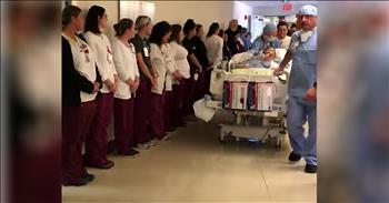 It was a heart wrenching moment captured on camera when one hospital honors a late nurse in a very special way. 

58-year-old Mary Desin worked as a nurse at UPMC Hamot Hospital in Erie, Pennsylvania. Mary worked at the hospital for over 30 years and was well loved by all her co-workers. Sadly, she passed away suddenly from a brain aneurysm. Mary was registered as an organ donor. 

Once her fellow co-workers learned that she would be wheeled to the operating room to retrieve her organs, they decided to do something special. Over 100 members of the hospital staff lined the hallway leading towards the operating room to honor this incredible woman. 

Just watch as she is moved down the hall as these co-workers pay their respects. They all somberly bow their heads and pray as attendants wheel the bed through. It was a moment that struck a chord with the whole world. 

Once the video was posted online, it quickly went viral and millions saw the selfless gift Mary gave through organ donation. Her son told Good Morning America, “She would want everybody to try to help anybody they possibly can.” What an inspiring woman and this honor walk will be a moment that is remembered by the family for a lifetime. 

Luke 6:38 “Give, and it will be given to you. A good measure, pressed down, shaken together and running over, will be poured into your lap. For with the measure you use, it will be measured to you.”
