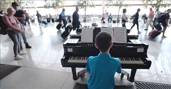 A young and talented 13-year-old pianist has got a gig playing for passengers as they pass through the Charlotte Douglas International Airport. And while he plays, people can be seen rocking along to his music in chairs nearby, taking pictures and videos of him while they stand and watch, or even dancing along to the music in the main concourse. He is definitely a crowd pleaser!
 
Evan Brezicki, who lives in Mooresville, NC with his parents and older brother, has eight years of piano training and is one of Charlotte’s most talented young pianists. He volunteers his time, once a week, to share his talent with people in the airport. And with the Charlotte airport being the sixth busiest airport in the country and the seventh worldwide, many people have been blessed to hear Evan play.
 
“I’m here to brighten people’s days, I guess,” Evan says with a smile. The talented musician has a wide variety of songs on his play list, most of which he plays from memory. His fingers move up and down the keys while songs from so many different artists, like Billy Joel, Beethoven, Queen, or Adele come out from the piano.
 
“He’s always a crowd stopper,” says Charles Tabor, who is the airport’s exhibit coordinator that oversees the volunteer piano program. “He plays, and everybody stops to watch.”
 
But Charles admits that he wasn’t so sure about Evan playing in the airport at first, because of his young age. “When I brought him on, I was kind of skeptical because he’s so young. But after hearing his music, I decided that, not only is he a good player, but he can be an inspiration to all kids that are coming through the airport.”
 
Some of the travelers that hear Evan play even leave him notes of appreciation. “Most of the notes that people give me are like, ‘Thank you so much. You’ve taken the stress off of traveling,” Evan says. “I think that’s mostly what people feel.”
 
He even gets tips sometimes from people passing by, which he is saving up for his college education. And Evan says that if he ends up going to college nearby, he’d like to continue doing his gig at the airport.
 
What a talented young man who is using his gift to bring joy to others! May he continue to do what he loves and bless those around him with his music.
