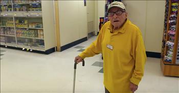 97-year-old bagboy Benny Ficeto isn’t letting something like age damper his incredible work ethic. 

This elderly man from Perth Amboy, New Jersey started working as a shoe shiner when he was just seven. From there, he became a barber before enlisting in the military. 

Benny fought with the Army Air Force during World War II and eventually ‘retired’ as a warehouse supervisor for a cosmetics company. But this determined man wasn’t about to sit still. 

Since that moment, Benny has continued to work various jobs to keep busy. Currently, he is a bagboy two days a week at the Stop & Shop in his town. He works for a total of four hours each day and never takes a break. 

When pressed on the subject, Benny has some strong feelings. "I don't want to stop. Don't tell me how to work. See the light on, that's where I'm going." 

For Benny, a hard day’s work isn’t about the money. It’s about finding a purpose and putting your all into everything that you do. He said, "I get a feeling that I did something good. You can't just stand around, like an idiot. You have to have a reason to keep alive." 

Benny even went on to say that he only gets to work four hours a day, so he wants to make the most of every minute. And the customers are more than happy to come through this senior citizen’s line. 

Benny is truly an example of how age doesn’t have to slow you down. 