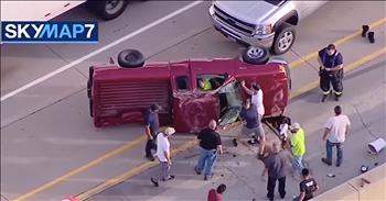 It was an incredible moment of bravery captured on camera when a group of Good Samaritans worked to rescue a trapped driver. 

A news helicopter flying over Oak Brook, Illinois caught this harrowing moment on film. A driver on a busy highway blew a tire causing his truck to flip over. 

After landing nearly upside down, the victim was trapped inside with no way out. That’s when other drivers stopped and exited their vehicles to help the terrified man. 

Together, they worked to lift the truck onto it’s side and cut the driver out of his seat belt. All together, fourteen Good Samaritans selflessly helped a person in need, including an off-duty firefighter. 

Their quick-thinking definitely helped this man escape serious injury or harm. After recovering, the driver was so grateful for the kindness displayed that he decided to thank the firefighter in person. 

This incident could have turned out very differently if these Good Samaritans had not stepped in to help. It is moments like this that truly restore my faith in humanity.

Titus 3:4-7 “4 But when the kindness and love of God our Savior appeared, 5 he saved us, not because of righteous things we had done, but because of his mercy. He saved us through the washing of rebirth and renewal by the Holy Spirit, 6 whom he poured out on us generously through Jesus Christ our Savior, 7 so that, having been justified by his grace, we might become heirs having the hope of eternal life.” 
