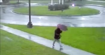 One man is thanking his guardian angel after a frightening lightning strike almost took his life. 

Romulus McNeill works as a guidance counselor in Horry County, South Carolina. He was at the school when a security camera caught a terrifying scene. 

Romulus was walking to his car during a terrible storm when a bolt of lightning struck just inches from where he stood. The force was so great that it knocked the umbrella he was clutching right out of Romulus’ hand. T

he video then shows the man rushing to shelter and safety. It was a moment that shook the man right to his core. But after calming down, he realized that something beyond his control kept him out of harm’s way. 

Romulus told reporters, “It felt like something did hit me. Something did touch me and I think an angel touched me for sure.” There’s no doubt that God was watching over this man during the storm. 

If he were just a few inches over, the lightning would have hit his body. And Romulus is beyond blessed to be standing here today, thanks to his guardian angel.  

Even one weather caster from New York said that Romulus narrowly escaped a tragic scene. He warns, “The number one thing you want to do is if you hear lightning, you see lightning, you get inside.” 

Romulus isn’t taking any more chances with severe storms. He said, “If I see any lightning, no matter where I am, I’m gonna spend the night there. I've learned my lesson.” 