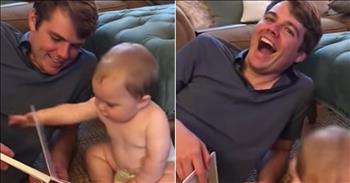 It’s a hilarious moment captured on camera when this baby says ‘Mama’ for the first time after reading all about ‘Dada.’ 

We can all agree that the birth of a child is a very special moment for any parent. After nine months of waiting, you are able to finally meet your precious baby for the first time. There is joy, happiness and probably some tears. 

From that moment on, the infant is loved and cared for by their parents. Many babies have an instant bond with their mothers, since they have known them even before birth. 

For fathers, their parenting starts once the baby is welcomed into the world. Then, they take on the role of protector and provider. This dad is hoping to create an extra special bond with his little one by making her very first words be ‘Dada.’ 

That’s when he reads her a book all about fathers and the word ‘Dada’ is repeated over and over again. Thinking this will be a surefire way to be the first word, he ends the book and looks at his daughter. But the little cutie already has a sense of humor and she immediately shouts out ‘Mama.’ 

Both parents cannot contain their laughter at this ironic and hilarious moment. Thankfully, the entire scene plays out on camera and now we all get to laugh together. 

You truly cannot control what comes out of a child’s mouth and they definitely have the ability to say the most unlikely things. 

Did your child or grandchild ever do anything like this?
