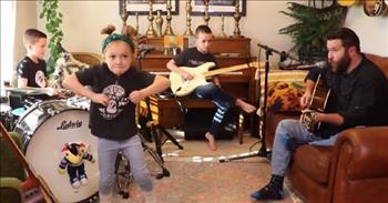 Listen to this family band perform the Johnny Cash classic 'Folsom Prison Blues' right from their living room.
 
“I hear the train a comin', it's rolling round the bend
And I ain't seen the sunshine since I don't know when
I'm stuck in Folsom prison, and time keeps draggin' on
But that train keeps a rollin' on down to San Antone”
 
Such a talented family! In the video, the dad is singing the lyrics and playing the guitar. One of the sons is also playing the guitar, and one son is on the drums. The young daughter introduces the band and stands in the front to add more energy to the performance with her dancing.
 
“We're the Clark family,” reads the <a href="https://www.youtube.com/watch?v=VjWJJd5YUI0">caption</a> on their YouTube video. “Colt (the Dad) is a professional musician and Aubree (me, the Mom behind the camera) is a photographer. Together we homeschool our three children (even when we're not in the middle of a pandemic). We're keeping busy during our time at home by learning a new song every other day. We thought we'd record them and share as we go. Hopefully it brightens your day!”
 
The Colt family goes on to <a href="https://www.youtube.com/watch?v=VjWJJd5YUI0">share</a> about why Johnny Cash’s music has always been special to them. “When we were dating our first kiss was during the movie, ‘Walk the Line’, hence our oldest son, Cash’s name. We had picked out his name long before he was born so it was a weird coincidence that our Cash ended up being born on January 13th, the anniversary of the recording of Johnny Cash’s famous live album, At Folsom Prison. We hope you enjoy our version of a classic.”
 
What a great performance by Colt Clark and the Quarantine Kids! This family sure knows how to jam out and have fun!
