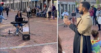 It is an amazing opportunity to perform for an audience. However, it is even more amazing when someone very talented who you admire, also appears to support you! In this video, John Legend shows up after a street performer starts singing his song. Can you imagine?

Radha is a young woman living in Boston, Massachusetts. While she was performing live, John Legend and his wife Chrissy showed up. The girl began to sing his song, “All of Me.”

The song just happened to be one that she’d chosen to perform that day, never knowing who would be there that day to hear her. John stood there with his son and watched with a smile on his face. 

After the song, Radha says thank you and acknowledges John and how it was a surprise for her to see him there. John goes up to give the girl some money. 

I wonder how it would feel to be Radha at this moment? The one who wrote the song was present while you sang it. However, this has happened to all of us in a greater way. 

The One who created us is present with us while we live our lives. God created us and He is always with us. We have the opportunity to honor Him with our lives like Radha honored John with her performance. 

Just how John stopped and listened to this young woman, God is not hurrying off ignoring our lives. He is actively focused on our daily needs and our struggles. He loves us more than we could ever imagine and He has dreams for our lives. He gives us the gift of having His full undivided attention.

“Where can I go from Your Spirit? Or where can I flee from Your presence? If I ascend to heaven, You are there; If I make my bed in Sheol, behold, You are there. If I take the wings of the dawn, If I dwell in the remotest part of the sea.” <a href="https://www.godtube.com/bible/psalms/139-7">Psalm 139:7-9</a>

