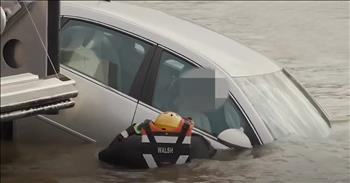 There is nothing quite like watching real heroes in action. In this video, firefighters rush to save a trapped man in a sinking car.

In this dramatic clip, we see a car in a lake that is sinking and the doors are unable to be opened. Brave firefighters arrive and one swims up to the car to remove the door. One man shouts, “you are going to be ok!” In an amazing sovereign placement of God, there were firefighters filming a training video on a boat when the car went off the parking lot at a marina. Instead of practice, these individuals dove straight into a real-life emergency. 

A rescue diver communicates in the water next to the window, as the fireman busts through the passenger window with a shovel. They tell the man to get his seatbelt off and to get out of the vehicle. The amazing men and women pull the trapped man out of his car and onto their boat. After they rescue him, the car sinks under the water completely. Medical workers come to his aid and the man is reportedly doing just fine. We also see a tow truck pulling the submerged car out of the water.

This video of rescue reminds us how helpless we are without Christ. In the midst of our sins, we were sinking, but Jesus came to save us from eternal death and give us eternal life. He is reaching His hand out every day, people just have to accept His gift of salvation and they will be freed just like the man was rescued from the car.

This story makes me think about the time when Jesus was walking on water and Peter got out of the boat and began to sink. Jesus pulled him up and got him back on the boat to safety. How has Jesus pulled you out of rough waters recently? 

“And He said, “Come!” And Peter got out of the boat, and walked on the water and came toward Jesus. But seeing the wind, he became frightened, and beginning to sink, he cried out, ‘Lord, save me!’ Immediately Jesus stretched out His hand and took hold of him, and said to him, ‘You of little faith, why did you doubt?’” <a href="https://www.godtube.com/bible/Matthew/14-29">Matthew 14:29-31</a>
