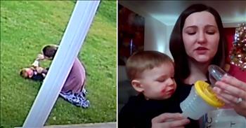 <p>There are a lot of negative news reports out there today, it is always encouraging to hear something positive for a change. In the video, a news story leads a mom to buy a device that ends up saving her infant son&rsquo;s life.</p>

<p>&nbsp;</p>

<p>In this intense clip found on a surveillance camera, a mother runs outside with her 1-year-old son who is choking. The boy is unable to breathe. The mom screams in terror, &ldquo;Help! Somebody help me!&rdquo; As she pulls out a device called a LifeVac as her only hope in the situation. She lays her son down on the grass and pops the LifeVac one time over his mouth and he begins to cry. Brittney Weir is the name of this heroic mother. Her young son Mason had placed a plastic cap from a doll&rsquo;s baby bottle down his throat. The device plunged the bottle cap up and Mason&rsquo;s life was spared.&nbsp;</p>

<p>&nbsp;</p>

<p>Brittney shares how she had seen a news report of a baby in a restaurant being saved from choking by a man using this device. This caused her to get one herself. It is amazing that Mason&rsquo;s life was spared. We can recognize that God in His sovereignty allowed Brittney to see that other news report and buy the product that she would need to rescue Mason. Even in the terror of the moment, The Lord never left them. He is always with us and we can take great comfort in that.</p>

<p>&nbsp;</p>

<p>&quot;Fear not, for I am with you; be not dismayed, for I am your God; I will strengthen you, I will help you, I will uphold you with my righteous right hand.&rdquo; <a href="https://www.godtube.com/bible/isaiah/41-10">Isaiah 41:10</a></p>

<p>&nbsp;</p>
