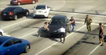 <p>What would you do if you witnessed a driver pass out behind the wheel? Would you jump into action to help or simply drive by?&nbsp;</p>

<p>This video will make you praise and thank God there are some good humans out there as good samaritans jump into action when grandma suffers a medical emergency at the wheel.&nbsp;</p>

<p>The courageous act occurred on a hot spring morning in Florida when a black car was seen drifting out into the interaction of oncoming traffic. One of the drivers next to the grandma noticed she had passed out behind the wheel and immediately jumped out of her car to help.&nbsp;</p>

<p>She signals that it&rsquo;s a medical emergency, and within seconds, others who were witnessing the events unfold and spring into action to help too. In a matter of seconds, five heroes use their body weight to bring the car to a complete stop before the car crashes into oncoming traffic.&nbsp;</p>

<p>Once they bring the car to a complete stop, they realize they can&rsquo;t get into the car because all the doors are locked but one of the heroes uses a dumbbell to smash a window open. They pull the woman to safety, and a nurse who happens to be one of the heroes gets the grandma medical attention as quickly as possible.&nbsp;</p>

<p>As soon as first responders arrive, the team is relieved that this grandma is going to get the help she so desperately needs.&nbsp;</p>

<p>This heroic moment isn&rsquo;t a coincidence. It was a moment orchestrated by God! How else can you explain having several courageous and selfless people, one of them also being a nurse, be in the same place at the same time. They saved this grandma from a potentially life-threatening crash!&nbsp;</p>

<p>What an incredible miracle!! We pray she recovers quickly and is restored to full health. We also hope she gets to meet her heroes so she can thank them for their kind and courageous efforts to help her in her time of need. Isn&#39;t it amazing how God works all things together for our good?&nbsp;</p>

<p><em><a href="https://www.godtube.com/bible/mark/10-27">Mark 10:27</a> &ldquo;Jesus looked at them and said, &ldquo;With man this is impossible, but not with God; all things are possible with God.&rdquo;</em></p>
