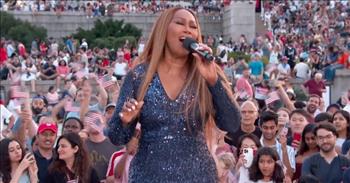 <p>Check out this wonderful video of gospel singer Yolanda Adams performing &lsquo;Battle Hymn of the Republic&rsquo; at the Lincoln Memorial on the 42nd A Capitol Fourth.</p>

<p>&ldquo;Mine eyes have seen the glory of the coming of the Lord;<br />
He is trampling out the vintage where the grapes of wrath are stored;<br />
He hath loosed the fateful lightning of His terrible swift sword;<br />
His truth is marching on. Glory! Glory! Hallelujah! Glory! Glory! Hallelujah!<br />
Glory! Glory! Hallelujah! His truth is marching on.&rdquo;</p>

<p>Such an amazing and powerful performance with so many people in the crowd singing along with Yolanda and the choir. What a way to celebrate America&rsquo;s birthday!</p>

<p>&ldquo;On July fourth, A Capitol Fourth, America's National Independence Day celebration, honors our country's birthday with an all-star salute,&rdquo; reads the <a href="https://www.youtube.com/watch?v=lTrnBLDM9YI">caption</a> of this YouTube video. &ldquo;For over 40 years, this television event, featuring a parade of superstars, has offered the best in American entertainment and helped set the tone for a spectacular American birthday party. This top-rated extravaganza features coverage from 20 cameras positioned around Washington, D.C., ensuring viewers are front and center for the nation's most incredible fireworks display nation.&rdquo;</p>

<p>The patriotic song &lsquo;Battle Hymn of the Republic&rsquo; is packed with Biblical imagery and phrasing. It was written by the abolitionist writer Julia Ward Howe, and she wrote her lyrics to the music of the song &lsquo;John Brown's Body&rsquo; in November 1861. She first published them in The Atlantic Monthly, a well-known magazine, in February 1862 where was paid five dollars for her publication.</p>

<p>Yolanda Adams gave a gospel spin with her rendition of &lsquo;Battle Hymn of the Republic,&rsquo; and her energy and spirit made the crowd go wild with cheering and singing. What a beautiful scene of Yolanda bringing people together with her gift and using her voice to unite people on the 4th of July!</p>
