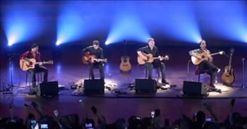 <p>Check out this incredibly unique talent. In this clip, a guitar quartet performs a unique rendition of &ldquo;Hey Jude.&rdquo;&nbsp;</p>

<p>The group titled, &ldquo;40 Fingers&rdquo; is on a colorful stage as they lead an audience in &ldquo;Hey Jude.&rdquo; As they play instrumentally, the audience sings along.&nbsp;</p>

<p>Each player is of a different age and style. They do incredible jumps and licks. The group has a soulful, pop, and playful style. One guitarist almost adds a Latino flavor.&nbsp;</p>

<p>As they finish what you would think to be the end of the song, they come into the bridge and sing with the audience. The performers look like they are having a blast along with the audience.&nbsp;</p>

<p>Their harmonies and runs are sassy and fun. Then they get a clap going. This is such an interactive concert. As the audience is part of the song singing and clapping, the guitarists do percussion on their guitars.&nbsp;</p>

<p>They continue to add and build up the song in anticipation. They always leave you wondering what will happen next. It is an absolute blast to watch and causes you to feel as if you are at the concert with them.&nbsp;</p>

<p>These men are extremely talented guitarists. They love what they do and it brings a smile to everyone&rsquo;s faces. They have such brilliant creativity and talent.&nbsp;</p>

<p>Just when you think they finish the song it is as if they use their guitars to communicate with each other with licks and runs. Then, they have a big finish. The crowd cheers, it is spectacular.</p>

<p>Watching this will inspire your own creativity. We are called to sing a new song to the Lord. Just as they brought newness on a stage, we can bring new sounds of worship before our great God.</p>

<p><em>&ldquo;A Psalm. Oh, sing to the Lord a new song, for he has done marvelous things! His right hand and his holy arm have worked salvation for him.&rdquo; <a href="https://www.godtube.com/bible/Psalms/98-1">Psalm 98:1</a></em></p>
