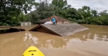 <p>During times of trials, many people show up and step into bravery. In this video, a resourceful 17-year-old saves herself and her beloved dog during the Kentucky floods.</p>

<p>At the start of this video, it is revealed by a picture that a teen girl was sitting on the roof of a house holding her dog in the midst of the flood. At only 17 years old, Chloe Adams courageously grabbed onto her dog and held her on the roof of their house.&nbsp;</p>

<p>She had been home all by herself, and the waters rose in the home. Chloe realized that she would need to evacuate. She tried to see if her dog could swim, but she could not. This helped Chloe know to get something to use as a flotation device for the pup.</p>

<p>The dog&rsquo;s name is Sandy. She has been Chloe&rsquo;s pet since she was only a young girl. She smartly put Sandy in a plastic container on a couch cushion as a raft and pushed it to her neighbor&#39;s house on top of their roof because there was nowhere else left above water.&nbsp;</p>

<p>The neighborhood is terribly flooded. Chloe&rsquo;s cousin got to her and the dog a few hours later on a kayak, and Chloe heroically put the dog on the boat first.&nbsp;</p>

<p>Then, her cousin came back to rescue her. When asked how she feels, Chloe responds, &ldquo;Blessed.&rdquo; She and her dog were spared and are thankfully safe and doing well.</p>

<p>This story of bravery and selflessness reminds us that Christ is with us in the storms of life, and He never leaves.</p>

<p><em>&ldquo;When you pass through the waters, I will be with you; and when you pass through the rivers, they will not sweep over you. When you walk through the fire, you will not be burned; the flames will not set you ablaze.&rdquo; <a href="https://www.godtube.com/bible/Isaiah/43-2">Isaiah 43:2</a></em></p>
