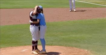 <p>There is true sportsmanship shown in this young baseball game. This video captures a viral moment when a little league player comforts the pitcher after getting hit in the head with a ball.</p>

<p>At the start of the video, a pitcher in crimson throws a hard ball that ends up hitting the batter on the side of the helmet as the boy in blue spins to the ground in pain.&nbsp;</p>

<p>Coaches and medics come to check in on the boy who had just been hit. He bravely shakes it off and gets back into the game. Surprisingly, the pitcher is in tears and torn up over the fact that he hit another player in the head. He is crying and shaken up on the pitcher&#39;s mound as we suddenly see the batter who he hit approach him from a base and hug him and talk to him in his ear.&nbsp;</p>

<p>He encourages his opponent, and then all of these other crimson teammates join in the comforting, along with a coach telling him that he is alright.&nbsp;</p>

<p>Parents cheer and clap with tears over this sportsman-like moment. Texas East vs. Oklahoma has quite the game. This moment is touching and inspiring not only to those present but to everyone who has viewed this video.&nbsp;</p>

<p>It reveals that there is more to a sport than winning the game. These young men have it right, and they are living out a way that honors Christ. Jesus tells us to love our enemies. This is not always easy. The batter could have easily laughed or neglected the pitcher, but instead he approached him and gave him support. We can ask God to help us to love this way, even in unexpected circumstances.</p>

<p><em>&ldquo;But I tell you, love your enemies and pray for those who persecute you.&rdquo; <a href="https://www.godtube.com/bible/Matthew/5-44">Matthew 5:44</a></em></p>
