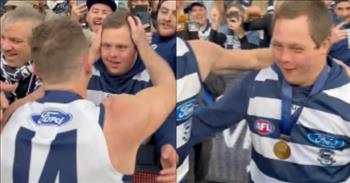 <p>Are you thankful for the differences in those you see around you? The football team is thankful for Sam Moorfoot. The Australian football players bring this special waterboy onto the field for their victory celebration. This will be one of the most touching moments you will ever witness!&nbsp;</p>

<p>Sam is a 29-year-old man living with Down Syndrome. He also happens to be a big fan and the water boy of the Geelong Football Club from Victoria, Australia, also known as the Cats.&nbsp;</p>

<p>When the Cats defeated the Sydney Swans, cheers erupted on and off the field. But what happened next was absolutely stunning. Immediately after the game was over, Captain Joel Selwood found Sam in the stands and invited him on the field to take a lap of honor with the team.&nbsp;</p>

<p>When Sam was asked about that invitation, he <a href="https://www.sunnyskyz.com/good-news/4805/Australian-Football-Players-Invite-Water-Boy-To-Celebrate-With-Them">said</a>, &ldquo;I&#39;m very proud of my boys to win a premiership. Joel said he wanted to get me on the ground. That was the moment of my life. What an honor.&quot;</p>

<p>It turns out that Joel is passionate about including individuals with differences. The captain is the Disability Inclusion ambassador for sports. Joel wanted Sam to celebrate with their team and thanked him in a special way for all of Sam&rsquo;s hard work.&nbsp;</p>

<p>The moment Sam stepped onto the field was so touching and sweet as a grin spread wide across his face! What a beautiful way to show the world what inclusion and the celebration of differences look like. I am thankful there are people like Joel in the world who are paving the way for individuals like Sam.&nbsp;</p>

<p><em><a href="https://www.godtube.com/bible/hebrews/13-16">Hebrews 13:16</a> &ldquo;Don&rsquo;t forget to do good and to share what you have because God is pleased with these kinds of sacrifices.&quot;</em></p>

