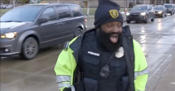 <p>Joy is absolutely contiguous. If you&rsquo;re still on the fence about that idea, watch as this police officer shows off dance moves at a hospital in this viral video.&nbsp;</p>

<p>Officer Corporal Eric Hudson decided to volunteer as a street monitor because <a href="https://www.youtube.com/watch?v=zsBqP6j_WsU">he wanted</a> to inspire others and he wanted to change the views of police officers. Instead of handing out tickets, he is handing out heaping doses of joy. And he offers this amazing gift at a place where people could definitely use a pick-me-up &ndash; the hospital.</p>

<p>You can&rsquo;t help but smile as you cross the street to the Cleveland hospital as Eric greets staff, patients, and complete strangers with a hearty good morning and a fancy two-step. He is now known as the &ldquo;dancing crossing guard.&rdquo; In return, this beautiful ray of sunshine receives a little joy too.&nbsp;</p>

<p>He <a href="https://www.youtube.com/watch?v=zsBqP6j_WsU">said</a>, &ldquo;People come talk to me and say, &lsquo;&rsquo;Thank you, I needed this.&rsquo;&rdquo; To see caregivers walking into work, energetic, it&rsquo;s nothing like it.&rdquo;&nbsp;</p>

<p>While he is directing traffic, he plays music on a speaker and greets everyone with a big grin and dance. In just a few weeks&#39; time, Corporal Eric has gone viral, and it&rsquo;s no surprise because joy is a gift that just keeps on giving.&nbsp;</p>

<p>Can you imagine what the world would be like if we all attempted to spread joy? From dentists to grocery clerks, the world would be such a bright place. It reminds me of how Jesus reminds us to spread joy.&nbsp;</p>

<p>It&rsquo;s nearly as vital as breathing. God wants every one of his children to be joy-filled. We can take a few tips from Corporal Eric to give and spread joy&ndash;even if we don&rsquo;t feel like it. Let&rsquo;s anchor our hearts in the shoreline of God&rsquo;s deep well of joy.&nbsp;</p>

<p><em>&ldquo;May the God of hope fill you with all joy and peace in believing, so that by the power of the Holy Spirit you may abound in hope,&rdquo; <a href="https://www.godtube.com/bible/romans/15-13">Romans 15:13</a>.</em></p>
