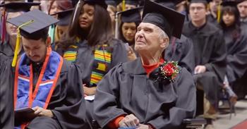 <p>One 90-year-old great grandma inspires many by going after her goal of graduating college.</p>

<p>Joyce DeFauw recently achieved one of her life goals &ndash; to graduate college. At 90 years old, Joyce proudly walked across the stage at Northern Illinois University&rsquo;s commencement ceremony while she wore a cap and gown and received her bachelor&rsquo;s degree in general studies.</p>

<p>It was more than 70 years ago when Joyce left college to start a family. Since then, her family has grown to include 17 grandchildren and 24 great grandchildren! And a few years ago, when she mentioned to her family that she regretted not getting her college degree, her big family encouraged her to go back to school and follow her dream. And many of those family members were there to cheer her on when she walked across that stage and achieved her goal.</p>

<p>Just a few years ago, Joyce got her first computer in order to take online classes. And after a few years of studying and putting in the work, Joyce proudly graduated college with the degree that she always wanted. What an incredible accomplishment! And Joyce&rsquo;s actions just go to show us all that it is never too late to go after your goals. If God puts a dream on your heart, go after it!</p>

<p>How heartwarming it must have been for Joyce&rsquo;s family members to see her cross that stage at the graduation ceremony with so much pride and excitement. We hope that this inspirational story of Joyce going after her dream at 90 years old was able to bring some joy to your day.</p>

<p><em><a href="https://www.godtube.com/bible/colossians/3">Colossians 3:23-24</a><br />
Whatever you do, work heartily, as for the Lord and not for men, knowing that from the Lord you will receive the inheritance as your reward. You are serving the Lord Christ.</em></p>
