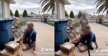<p>What does it take to help someone who is in obvious need? Not much, a concern for our fellow man and a willingness to act. That&rsquo;s exactly what one woman did when she spotted someone in distress.</p>

<p>An elderly woman quickly came to the aid of an Amazon delivery man who appeared to be suffering from heat exhaustion, <a href="https://www.tiktok.com/@areyouready2clean/video/7164896909474401582?embed_source=121331973%2C120811592%2C120810756%3Bnull%3Bembed_fullscreen&amp;is_from_webapp=v1&amp;refer=embed&amp;referer_url=www.sunnyskyz.com%2Fhappy-videos%2F12142%2FWoman-Helps-Amazon-Delivery-Driver-Suffering-From-Heat-Exhaustion&amp;referer_video_id=7164896909474401582">as the clip posted to TikTok shows</a>.&nbsp;</p>

<p>The <a href="https://www.tiktok.com/@areyouready2clean/video/7164896909474401582?embed_source=121331973%2C120811592%2C120810756%3Bnull%3Bembed_fullscreen&amp;is_from_webapp=v1&amp;refer=embed&amp;referer_url=www.sunnyskyz.com%2Fhappy-videos%2F12142%2FWoman-Helps-Amazon-Delivery-Driver-Suffering-From-Heat-Exhaustion&amp;referer_video_id=7164896909474401582">nearly 3-and-a-half-minute video</a> begins with the delivery driver standing behind a stack of packages as he uses a blue trash can to steady himself. The video also informs viewers that the temperature is &ldquo;well above 110&deg;.&rdquo;</p>

<p>The man is in obvious pain!</p>

<p>He slowly doubles over, wipes sweat off his brow and sits on the ground. Seconds later, an unexpected good Samaritan arrives. She emerges from the left side of the screen.</p>

<p>The elderly woman, using a cane to walk, places a hand on his shoulder, checking on him. As she motions for the man to remain sitting on the ground, she disappears from the screen.</p>

<p>During the woman&rsquo;s absence, the man appears to be getting worse. He leans back and lies on the ground. Thankfully, the woman reappears holding a glass of water, which she hands to the struggling man.&nbsp;</p>

<p>Once again, she leaves the man and steps out of the frame. However, she returns, but this time, she has a plate of watermelon and a cold, wet towel. The man munches down on the watermelon as the elderly woman administers the towel to the back of the man&rsquo;s head and neck.&nbsp;</p>

<p>Before the video ends, both people exit the screen, appearing to have gone into her house. The man emerges &ldquo;15 minutes later&rdquo; in a much better condition and goes on his way.</p>

<p>We can&rsquo;t be sure when we&rsquo;ll be in need of a helping hand. Hopefully, though, when that time arrives, God places someone like the elderly woman in our path!</p>

<p><em><a href="https://www.godtube.com/bible/hebrews/6-10">Hebrews 6:10</a> &ldquo;For God is not unrighteous to forget your work and labor of love, which you have showed toward his name, in that you have ministered to the saints, and do minister.&rdquo;</em></p>
