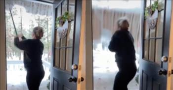 <p>Each season brings its own fun as well as challenges. Winter, while often a beautiful time of year, can be dangerous. Mainly due to the snow and ice, people can sustain serious injuries. One person narrowly missed being hurt by some of that wintry weather.</p>

<p><a href="https://www.youtube.com/watch?v=QmrNTHuQh1w">A video on social media</a> shows that a woman just missed possibly incurring injury while cleaning snow off a house.</p>

<p>The begins innocently enough with the woman inside a house, opening the front door and then stepping outside. In her hand, the woman has a tool.&nbsp;</p>

<p>It appears to be a shovel of some sort.</p>

<p>Anyway, wherever this woman lives has just received a good amount of snowfall. We can see several inches of snow has piled up on the deck in front of the door. But she is not concerned at all with the snow on the deck.</p>

<p>Instead, her focus and efforts are all directed toward the show that oddly hangs off the house. The woman, hoping to rid the roof of the overhanging snow, begins swiping and hitting at the snow with the shovel-like tool.</p>

<p>She hits at the snow on the roof of the house and does so the first time to moderate success. We see some snow fall to the ground. Not satisfied, she does it again. The result is like the first time. Not a whole lot of snow falls.&nbsp;</p>

<p>The third time&#39;s the charm, right? Well, she does it again and even less snow falls than the two previous times. Then she does it a couple more times and she&rsquo;s making progress, but not much.&nbsp;</p>

<p>However, things quickly change. She takes one strike too many at the snow and it all falls to the ground in one big clump!</p>

<p>The woman narrowly misses becoming covered in snow! Quick reflexes and swift reaction time are definitely blessings!&nbsp;</p>

<p><em><a href="https://www.godtube.com/bible/job/8-21">Job 8:21</a> &ldquo;The time will come when your mouth will be full of laughing, and cries of joy will come from your lips.&rdquo;</em></p>
