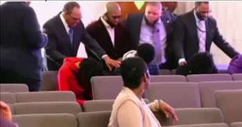 <p>The world is often a violent and dangerous place. Stories about horrendous and devastating acts of violence litter websites and television screens. But one quick-thinking pastor used the power of prayer and God to keep a tense situation from turning into something much worse.</p>

<p>Four men wearing masks and carrying guns entered a church in Ferguson, Missouri during Sunday morning service, according to <a href="https://www.youtube.com/watch?v=1YXJMUijBvQ">a clip posted on YouTube</a>.</p>

<p>The pastor of the church, Marquaello Futrell, also a former member of law enforcement, noticed something was off about the four men immediately. He quickly spotted their weapons, remained calm but still took decisive action.</p>

<p>Pastor Futrell, not wanting to cause alarm, told his staff to lock the church&rsquo;s doors and call officers. Then the pastor approached the four men during the service, asking them why they attended that morning&rsquo;s service.&nbsp;&nbsp;</p>

<p>Next, the pastor asked all four of the men if it was OK to pray for them. All four of them agreed and then members of the congregation can be seen gathered around them, praying for the four young men.&nbsp;</p>

<p>The pastor, with his instincts, prayer and God, stopped the four men from inflicting violence upon those in the church. In an interview on <a href="https://www.youtube.com/watch?v=1YXJMUijBvQ">Fox News</a>, Pastor Futrell said the four men were wanted for two convenience store robberies that took place just hours before the church service.</p>

<p>Despite his efforts, the pastor gave God the glory for keeping him and the members of his congregation safe.</p>

<p>&ldquo;We believe God is the greatest power,&rdquo; he said. &ldquo;And we cannot be defeated.&rdquo;</p>

<p>What a powerful clip that shows the power of prayer, God and a pastor who was quick on his feet! God has his hand of protection over the people in that church.&nbsp;</p>

<p><em><a href="https://www.godtube.com/bible/1-john/5-14">1 John 5:14 </a>&ldquo;And this is the confidence that we have in Him, that, if we ask anything according to his will, he hears us.&rdquo;</em></p>

