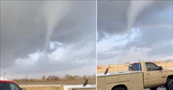 <p>In life, awful, terrible circumstances can and do occur, causing fear, anxiety and worry to bubble up, but one video perfectly illustrates that there is hope and beauty just beyond the horizon.</p>

<p>As beautiful, breathtaking and majestic as nature is, it can turn deadly, resulting in loss and devastation. Hurricanes, wildfires and snowstorms can all destroy and wreak havoc. Tornadoes are another common force of nature that can end in property damage and even loss of life.</p>

<p>However, <a href="https://www.youtube.com/watch?v=y7_OeZjvLuw">one video shows</a> that during a tornado, something beautiful can come out of a storm. The video, posted on YouTube, shows a tornado moving across the sky in Champaign County, Illinois on Feb. 27.&nbsp;</p>

<p>While the funnel cloud moved across the sky in central Illinois, something rather spectacular happened. Moments later, a rainbow becomes visible. The rainbow can be seen in the video, stretching across the sky.&nbsp;</p>

<p>Then just as quickly as the rainbow appeared, it&#39;s gone. The funnel cloud also seems to dissipate.&nbsp;</p>

<p>Text in the video reads that prior to the video capturing the tornado, Champaign County had been under several tornado warnings. The following morning, though, after the rainbow appeared, those warnings were removed, the video&rsquo;s text reads.</p>

<p>Even during the storm, when all hope appears to be lost, God is still in control. Yes, the storms of life may threaten us and might even leave us battered and bruised, but He will never leave or forsake us.&nbsp;</p>

<p>If we just hold on to God and have faith in Him during life&rsquo;s many challenges and hardships, there is beauty and peace beyond the horizon. His love endures!&nbsp;</p>

<p>The video is an awesome display, showing that amidst the storm, there is still beauty and hope!&nbsp;</p>

<p><em><a href="https://www.godtube.com/bible/genesis/9-13">Genesis 9:13</a> &ldquo;I do set my bow in the cloud, and it shall be for a token of a covenant between me and the earth.&rdquo;</em></p>
