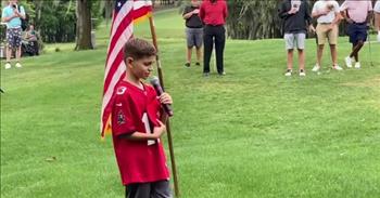 <p>One young man&rsquo;s rendition of our country&rsquo;s national anthem was so moving that it caused a grown man to become emotional.</p>

<p>&ldquo;The Star-Spangled Banner&rdquo; is a song that likely means different things to different people. Whether your family has a history of dedicated military service, you&rsquo;re a veteran yourself or you&rsquo;re a first or second-generation American, those lyrics hold a special meaning to many.&nbsp;</p>

<p>The national anthem is also a song that can cause many people to shed tears.&nbsp;</p>

<p>Given the immense importance of our country&rsquo;s national anthem, it&rsquo;s either played or sung before many notable events. <a href="https://www.youtube.com/watch?v=ea-0K5kCRUo">One video posted to YouTube</a> shows a young man, 10-year-old Jadon Perez, singing &ldquo;The Star-Spangled Banner&rdquo; prior to a golf tournament.</p>

<p>Jadon, wearing a Buccaneers jersey and with a microphone in hand, begins belting out the lyrics of &ldquo;The Star-Spangled Banner.&rdquo; Right from the get-go, it&rsquo;s clear this child has a ton of talent. His singing is terrific, giving the crowd a beautiful version of our nation&rsquo;s anthem.</p>

<p>One man was so touched and moved by the young man&rsquo;s performance that near the end of the short, 2-minute clip, a man brushes away tears from his right eye.&nbsp;</p>

<p>However, the stakes were raised considerably before Jadon breathed a single note into the microphone. A man on the public address system announced that 10-year-old Jadon Perez would be singing the national anthem.&nbsp;</p>

<p>However, during his spiel, the man states that young Jadon impressed him thoroughly during rehearsal so much that he mentions Jadon should try out for a popular singing competition.</p>

<p>&ldquo;And I heard him in the warmup earlier and I have to tell you, some of you guys, who know me, know me a little bit, besides working with the Arians, we work on the TV show The Voice on NBC,&rdquo; the man says. &ldquo;And I want him to come try out for The Voice. That&rsquo;s how good this little boy is.&rdquo;</p>

<p>Jadon rose to the occasion and delivered a moving performance, showing the crowd that he has been blessed with a dazzling singing voice!</p>

<p><em><a href="https://www.godtube.com/bible/psalms/104-33">Psalm 104:33</a> &ldquo;I will sing to the Lord as long as I live: I will sing praise to my God while I have my being.&rdquo;</em></p>
