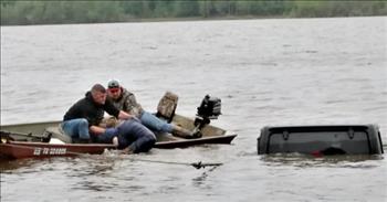 <p>Check out this story of a fisherman who spots a submerged Jeep in a lake and is stunned to find a missing woman alive inside.</p>

<p>Justin Pennington was fishing on Lake O&rsquo; The Pines outside Dallas, Texas, when he spotted a submerged vehicle in the water. Not something that you&rsquo;d expect to see while on a fishing trip! He called the police, and once deputies arrived, they called a tow truck to retrieve the vehicle.</p>

<p>&ldquo;I would&rsquo;ve never thought anybody was in there because the windows were down. I assumed they probably got out and left it and were just gonna come back and get it the next day,&rdquo; said Justin.</p>

<p>Once the tow truck operator arrived, Justin took him out on his boat to where the Jeep was in the lake. And you won&rsquo;t believe what they found inside! Incredibly, there was a missing woman inside the vehicle who was still alive!</p>

<p>&ldquo;She wasn&rsquo;t saying anything, but she was conscious because she was moving,&rdquo; shared Justin.</p>

<p>Justin and the tow truck operator hauled the woman onto the boat. She was then taken to a nearby hospital and treated for hypothermia.</p>

<p>&ldquo;We don&rsquo;t know how many hours she was actually in there, but it was long enough that you wouldn&rsquo;t think somebody would still be alive after that,&rdquo; Justin said.</p>

<p>The woman was reported missing two days prior, and it is not known how long she had been stuck submerged in the Jeep. Apparently, there was an air pocket inside the vehicle that kept her alive.</p>

<p>What an incredible story! We hope that the woman recovers after such a harrowing accident. And God bless Justin for finding her inside her car and saving her life. God sure had him at the right place at the right time in order for his fishing trip to turn into a heroic event.</p>

