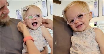 <p>One cute little girl could not contain her excitement, reacting adorably after glasses were placed on her face.&nbsp;</p>

<p>While everyone has sinned and fallen short of the glory of God, no one is perfect. Unfortunately, that lack of perfection also extends itself to our earthly bodies. Some people require the assistance of a wheelchair or walker to get around. Some may have to avoid a particular food item due to an allergy. Still, others could rely upon glasses to assist with their less-than-20/20 vision.</p>

<p>One little girl, a toddler, is one of the many people in the world who have issues with their eyesight. In a <a href="https://www.youtube.com/shorts/pNNiqNIkLXE">video posted to YouTube</a>, the child was fitted with a pair of spectacles and her reaction was nothing but 100 percent pure joy and happiness.</p>

<p>The video begins with the adorable little girl resting comfortably as she&rsquo;s held by a man who appears to be standing in an optometrist's office.&nbsp;</p>

<p>A woman, who stands off camera, can be heard addressing the child.</p>

<p>&ldquo;Hi, pretty girl,&rdquo; the woman says. &ldquo;How are you?&rdquo;</p>

<p>The very next second a pair of arms appears on the screen that are holding the child&rsquo;s new glasses. The woman then attempts to and successfully slides the glasses over the girl&rsquo;s head, down past her bow and onto her eyes.</p>

<p>As this is happening, it&rsquo;s clear from the hilarious look on the child&rsquo;s face, she&rsquo;s not entirely sure what to make of what is happening to her. But nevertheless, she doesn&rsquo;t cry or even put up a fight.</p>

<p>But almost immediately, as the glasses are put into place on her face, the little girl begins flashing huge smiles. It&rsquo;s clear from her adorable reaction that she is thrilled she can now see the world in a much better and clearer way.&nbsp;</p>

<p><em><a href="https://www.godtube.com/bible/matthew/18-10">Matthew 18:10</a> &ldquo;See that you don&rsquo;t despise one of these little ones, for I tell you that in heaven their angels see the face of my Father who is in heaven.&rdquo;</em></p>

