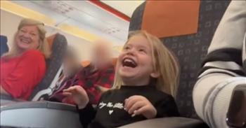 <p>A child was absolutely loving her time on an airplane, giggling and laughing throughout the take-off portion of a flight.&nbsp;</p>

<p>Getting from Point A to Point B is of primary concern to most people. Of course, there are several ways to go about reaching a desired destination. Driving a vehicle is easily the most popular and likely the most accessible. But for others, traveling aboard a city bus or a metro train may be the right choice. Still, there are some locations where a plane is the only option, or it&rsquo;s simply the most time-efficient method.</p>

<p>Traveling by plane, whether due to the extreme heights or the considerably accelerated speed, can cause panic, trepidation and fear in some. But, as a <a href="https://www.youtube.com/watch?v=DLNy3sXy0oU">video posted on YouTube</a> shows, one little girl was having the best time on an airplane. Things on her first flight couldn&rsquo;t have gone any better given her reaction.&nbsp;</p>

<p>The clip begins with the plane preparing to take flight, as it picks up speed moving briskly along the runway. The child, who sits in an aisle seat, peers up at the person sitting next to her. She looks up and simply says, &ldquo;Fast&rdquo; multiple times while flashing a big grin.&nbsp;</p>

<p>She is so overjoyed at the high speed of the plane that she begins to giggle. Once she starts laughing, she simply cannot contain herself. She then throws herself back into her chair, laughing and smiling. She is having an absolute ball!</p>

<p>Two people who are seated across the aisle from the little girl are delighted at the child&rsquo;s joyful and unexpected reaction to the plane ride. They look over and watch the child with big smiles, whose reaction is pure joy.&nbsp;</p>

<p>It&rsquo;s safe to say, due to her constant giggling, that this child has no fear of flying whatsoever!&nbsp;</p>

<p><em><a href="https://www.godtube.com/bible/matthew/19-14">Matthew 19:14</a> &ldquo;But Jesus said, &lsquo;Let the little ones come to me, and do not keep them away: for of such is the kingdom of heaven.&rdquo;</em></p>
