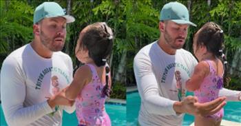 <p>A man teaching a toddler how to swim asked the little girl to recite a phrase to help her overcome her fears, and the results are just too cute.</p>

<p>As the temperatures and humidity increase, more and more people will opt to partake in water-related activities. Those can be fun for people who know how to navigate bodies of water. However, for other people who aren&rsquo;t strong swimmers or don&rsquo;t know how to swim, those activities can be dangerous.</p>

<p>That&rsquo;s why teaching children, who usually love jumping into the nearest pool, how to swim is a good idea. But like anything else, new and unfamiliar, swimming can be scary at first.</p>

<p>In a <a href="https://www.facebook.com/tyler.john.1420/videos/1354372305125235/?ref=embed_video&amp;t=8">video posted on Facebook</a>, one man, Tyler Reed, showed how he helped and tried to encourage a toddler to overcome her fears of swimming. It&rsquo;s a short, sweet and to-the-point phrase.</p>

<p>Tyler, while standing in the pool, faces the little lady and has her recite after him.</p>

<p>&ldquo;I&rsquo;m big,&rdquo; Tyler says. &ldquo;I&rsquo;m brave. I&rsquo;m beautiful.&rdquo;</p>

<p>When it&rsquo;s the child&rsquo;s turn to repeat the mantra, she tries but doesn&rsquo;t say it 100 percent right. Nevertheless, it&rsquo;s still super cute!</p>

<p>&ldquo;I big,&rdquo; the child says. &ldquo;I brae. I&rsquo;m boofuball&rdquo;</p>

<p><a href="https://www.sunnyskyz.com/happy-videos/12477/Swim-Instructor-Uses-Mantra-For-His-Frightened-Little-Mermaids">According to Sunny Skyz</a>, Tyler is an instructor at an aquatic training center in Tampa Bay, Florida.</p>

<p>The touching video ends with Tyler telling the little aspiring swimmer to &ldquo;come here, give me huggies.&rdquo; The young lady embraces her instructor in a tender hug.</p>

<p>What a beautiful example of someone exhibiting care, love and patience for another who may not be totally ready to take the next step in her training.</p>

<p>As Tyler no doubt knows and shows with the mantra he has the child recite, having confidence in oneself is a big help when trying anything new or different.&nbsp;</p>

<p><em><a href="https://www.godtube.com/bible/proverbs/3-26">Proverbs 3:26</a> &ldquo;For the Lord shall be your confidence, and shall keep your foot from being taken.&rdquo;</em></p>
