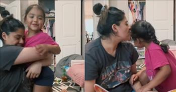 <p>A short and sweet clip catches the moment when a young girl with autism communicates a heartfelt and moving message to her mother for the first time.</p>

<p>Most parents would do anything and everything in their power for their children. They are motivated by unconditional love for their offspring and willing to go to any lengths for their son or daughter. Parents, without question, do enjoy hearing that that love is reciprocated from time to time.</p>

<p>A <a href="https://www.youtube.com/shorts/a6_S_-QUOEw">video posted on YouTube</a> shows the precise moment when a young girl with autism tells her mother that she loves her.</p>

<p>The clip begins with the mother sitting on the ground in what appears to be a bedroom as she holds a book. With the children&rsquo;s book in her hands, Mom seems to be trying to read to her daughter. However, it doesn&rsquo;t look to be going according to plan.</p>

<p>The child, as they often do, is having trouble sitting still. One second, she&rsquo;s sitting on the floor. The next, she&rsquo;s staring at the camera, and in the next frame, she&rsquo;s climbing around, halfway out of the camera&rsquo;s view.</p>

<p>But despite the little girl&rsquo;s abundance of energy, mom continues to communicate with her daughter. She tells the child, &ldquo;Thank you&rdquo; and then, &ldquo;I love you.&rdquo; It looks like the girl is doing everything but paying attention to her mother.</p>

<p>But then something remarkable happens!</p>

<p>Before the clip ends, the mother looks down at the book, reading silently. Then, out of nowhere, the child says, &ldquo;I love you.&rdquo; Mom cannot believe her ears.</p>

<p>She asks the little girl, &ldquo;What did you say, Brianna? Did you say, &lsquo;I love you, mom?&rsquo;&rdquo;</p>

<p>The clip ends with the little girl and the mother in a loving embrace. What a sweet and precious moment. The mother will cherish it for the rest of her life.</p>

<p><em><a href="https://www.godtube.com/bible/proverbs/22-6">Proverbs 22:6</a> &ldquo;Train up a child in the way he should go: and when he is old, he will not depart from it.&rdquo;</em></p>
