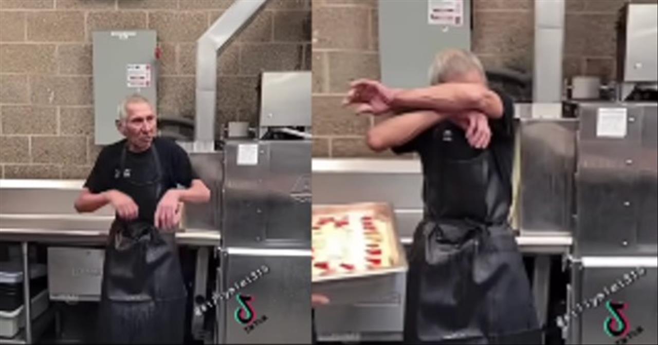 Man Breaks Down In Tears When Coworkers Give Him A Birthday Cake