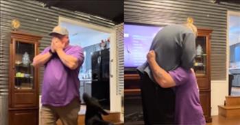 <p>A man was surprised and overjoyed after being reunited with his father after more than a decade apart.</p>

<p>Human beings are all unique. Everyone has their own set of likes, dislikes, thoughts and feelings. As such, relationships are tricky and are often difficult to navigate and maneuver. What may work when communicating and interacting with one person may not work with someone else. Also, sadly, relationships can become strained. People can become estranged from one another, refusing to talk or even see each other.</p>

<p>However, a clip posted on TikTok captures the moment a son and a father were brought back together after they had not seen one another for 15 years.&nbsp;</p>

<p>The text in the video indicates that the moment of reunification between father and son did not just occur out of the blue. Instead, it required &ldquo;months of planning.&rdquo;</p>

<p>About 30 seconds into the video, someone calls for the man to walk into the living room. Moments later he appears and asks what is causing all the commotion. But then he takes his hand to his mouth, unable to believe his eyes. The tears begin flowing down the son&rsquo;s face.</p>

<p>An older gentleman appears on camera, entering from the left side of the frame. The father and son meet in the middle of the room. They share a warm, loving and long-awaited embrace.&nbsp;</p>

<p>The son, as he hugs his father, goes down to his knees because he is so overwhelmed with emotion.&nbsp;</p>

<p>The father even gives his son a sweet kiss on the forehead.&nbsp;</p>

<p>The two share a few words, but it&rsquo;s hard to make out what is said because a couple of dogs, also enjoying the special moment, let out several loud yelps.&nbsp;</p>

<p>It&rsquo;s unclear why the two went so long without seeing one another. But it&rsquo;s still an incredibly sweet and emotional clip.&nbsp;</p>

<p><em><a href="https://www.godtube.com/bible/psalms/103-13">Psalm 103:13</a> &ldquo;As a father has pity on his children, so the Lord has pity on his worshipers.&rdquo;</em></p>
