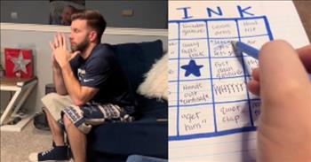 Man's Intense Reactions To Football Game Turned Into Hilarious Bingo Game By Wife