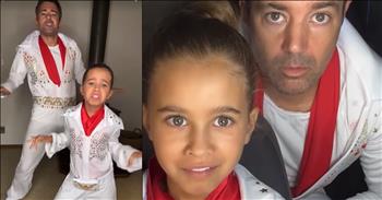 <p>A father and daughter absolutely nailed their lip sync and faux-singing performance of Elvis Presley&rsquo;s &ldquo;All Shook Up.&rdquo;</p>

<p>Elvis Presley is an iconic and legendary figure. He was a multi-talented star who starred in a handful of memorable films and produced dozens of classic songs. He also radiated charisma in such a way that few other entertainers ever have before or since.&nbsp;</p>

<p>Despite passing away in the late 1970s, Elvis continues to be a massive figure in entertainment. His songs are widely heard, played and covered. According to <a href="https://www.graceland.com/about-graceland#:~:text=Graceland%20welcomes%20over%20500%2C000%20visitors,designated%20a%20National%20Historic%20Landmark.">the estate's website</a>, his mansion in Memphis, Tennessee, Graceland, attracts more than 500,000 visitors every year. It&rsquo;s clear that people remain fascinated by the late Elvis Aaron Presley.</p>

<p>In a <a href="https://www.youtube.com/shorts/JYiM6S6XigY">clip posted on YouTube</a>, the father-daughter duo, Ben and Zara, put on their best Elvis jumpsuit and lip sync to one of The King of Rock and Roll&rsquo;s biggest hits, &ldquo;All Shook Up.&rdquo;</p>

<p>&ldquo;I can&rsquo;t seem to stand on my own two feet</p>

<p>Who do you thank when you have such luck?</p>

<p>I&rsquo;m in love</p>

<p>I&rsquo;m all shook up&rdquo;</p>

<p>Moments into the short clip, it&rsquo;s clear that both are well acquainted with the Elvis tune. Elvis does not seem to be someone Zara&rsquo;s age would be a fan of, but the young lady seems to know Elvis&rsquo; work. Zara and her father nail the beloved song without missing a single word, phrase or syllable. Their timing is impeccable!</p>

<p>However, their timing is one of many noteworthy aspects of their latest video. They also seem to know Elvis himself well. Ben and Zara move around and dance similarly, imitating Elvis&rsquo; mannerisms. Zara even has Elvis&rsquo; famous lip curl down, demonstrating that well-known move in the clip's opening seconds.&nbsp;</p>

<p>Ben and Zara cover various artists and genres with their short videos. Who they decide to cover next is anybody&rsquo;s guess.</p>

<p><em><strong><a href="https://www.godtube.com/bible/colossians/3-16">Colossians 3:16</a></strong> &ldquo;Let the word of Christ dwell in you richly in all wisdom; teaching and admonishing one another in psalms and hymns and spiritual songs, singing with grace in your hearts to the Lord.&rdquo;</em></p>
