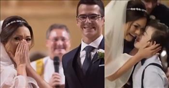 <p>A groom brought his wife-to-be to tears while standing at the altar, surprising her by including her students with Down syndrome in their wedding ceremony.</p>

<p>Weddings are beautiful and often emotional events. They are a significant ceremony and moment in every couple&rsquo;s life. They are when two people stand before God, their family and friends, exchanging vows and committing to remain together no matter what life throws at them.</p>

<p>With such significance involved in and attached to a wedding ceremony, it is entirely clear and understandable why someone may become emotional. It&rsquo;s literally a life-changing event.&nbsp;</p>

<p>Yes, the bride and groom exchanging vows and saying, &ldquo;I do,&rdquo; is the most important aspect of a wedding ceremony. However, plenty of opportunities can and do take on an added significance during the ceremony.&nbsp;</p>

<p>In a <a href="https://www.instagram.com/p/C5kKrNvMC7y/">clip posted on social media</a>, a groom used an often overlooked and mundane part of a wedding to bring his bride to tears as they stood at the altar together. He involved the bride&rsquo;s students with Down syndrome as flower girls and ring bearers.&nbsp;</p>

<p>Understandably, when the bride figured out what was happening, she immediately became overwhelmed, brushing away tears from her eyes. The children fitted in their best formal wear as they walked down the aisle and met their teacher and her future husband at the altar.</p>

<p>But the child didn&rsquo;t just drop off their flowers and hand off the ring and take a seat. The video shows the bride and groom interacting with and thanking the children for participating in their big day.</p>

<p>It&rsquo;s such a beautiful and touching moment. Even the most stoic and unemotional person would have difficulty not bawling their eyes out at that sweet and loving scene.&nbsp;</p>

<p><em><strong><a href="https://www.godtube.com/bible/1-john/4-18">1 John 4:18</a></strong> &ldquo;There is no fear in love: true love has no room for fear, because where fear is, there is pain; and he who is not free from fear is not complete in love.&rdquo;</em></p>
