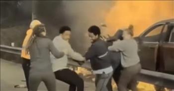 <p>A group of heroic motorists put their lives at risk to help rescue a man from a burning car on the side of the road.</p>

<p>Most people lead hectic lives. Everyone has family and work obligations, which they have to complete in a limited amount of time. That&rsquo;s why so many individuals have resorted to multitasking. That activity supposedly helps them get more things marked off their to-do list, making the most of their limited time.&nbsp;</p>

<p>When most people are in a time crunch and focused on quickly getting one thing after another done, they tend to forget about others. They get so wrapped up in their world that they forget about other people&#39;s needs. It&rsquo;s not great to admit, but it most certainly happens.&nbsp;</p>

<p>However, luckily, a <a href="https://www.youtube.com/watch?v=z4E5JCgcNoM">clip posted on YouTube</a> shows a group of individuals who showed enough concern and care for a stranger to put their own lives at risk. They weren&rsquo;t too focused on their world and their problems to help someone whose life was in danger.</p>

<p>In the short, one-minute-long clip, a car is on the side of an interstate in Minnesota with flames all around it. Smoke wafts into the air while the vehicle&rsquo;s driver remains in the car. This is no doubt a life-or-death situation.</p>

<p>Seconds into the video, several people stop their cars and run toward the scary, fiery scene. Soon, more and more people are near the car, working desperately to open the car&rsquo;s door. But their initial efforts weren&#39;t successful.</p>

<p>Then, they are able to pry the driver&rsquo;s door open slightly. Another man uses an object to bash the window. Someone else, a Department of Transportation employee, comes along and is able to break the window. Through the window, the concerned and heroic group of motorists pull the man out of the vehicle.</p>

<p>As they pull the man out of the car, the flames shoot up even higher, basically engulfing the vehicle.</p>

<p>According to the clip, a follow-up report stated that, amazingly, there were no injuries.&nbsp;</p>

<p>Praise God for those motorists&rsquo; heroic efforts and the fact that the driver was not even injured.&nbsp;</p>

<p><em><strong><a href="https://www.godtube.com/bible/john/15-13">John 15:13</a></strong> &ldquo;Greater love has no man than this, that a man gives up his life for his friends.&rdquo;</em></p>
