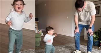 <p>When Boyd and Giselle set out to teach their toddler, Luca, how to jump, they thought it would be a breeze. But their toddler&rsquo;s failed but hysterical attempts to jump will leave you laughing! Little did they know, they were in for a hilariously bumpy ride that would leave them in stitches and Luca in fits of giggles.</p>

<p>Their <a href="https://www.tiktok.com/@boydandgiselle/video/7343047665984228650">TikTok</a> video documenting the jumping saga quickly went viral with over 5.2 million views, showcasing the side-splitting spectacle of Luca's attempts to master the art of leaping. With Boyd as the enthusiastic instructor and Luca as the eager but slightly befuddled pupil, the stage was set for a comedy of errors that would have even the most stoic viewers cracking up.</p>

<p>As Boyd demonstrates the proper technique for jumping, Luca watches with wide-eyed wonder before eagerly attempting to replicate the feat. However, instead of soaring through the air like a seasoned pro, Luca's attempts resemble more of a wobbly bounce, accompanied by peals of laughter from both him and his amused parents.</p>

<p>With each failed attempt, the hilarity only intensifies, as Luca's determination to conquer the jump grows stronger with each comical flop. Despite his best efforts, Luca's feet barely leave the ground, resulting in a series of adorable hops and skips that are as endearing as they are entertaining.</p>

<p>But amidst the laughter and lighthearted antics, there's a deeper joy to be found in witnessing the bond between parent and child, as Boyd and Giselle revel in the simple pleasure of sharing a moment of pure, unadulterated hilarity with their beloved son. And in the end, whether Luca masters the art of jumping or not, one thing is for certain: this precious moment will be etched in their memories as a testament to the joy and laughter that family brings, courtesy of God's boundless blessings.</p>

<p><em><strong><a href="https://www.godtube.com/bible/job/8-21">Job 8:21</a></strong> "He will yet fill your mouth with laughter and your lips with shouts of joy."</em></p>
