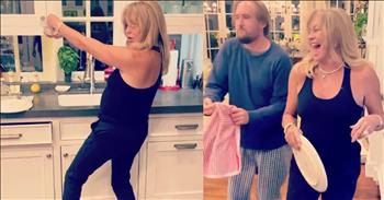 <p>Actress Golden Hawn turned kitchen chores into a dance party as she showed off her quick-footed moves.</p>

<p>Most people, if not everybody, dread household chores. Who really enjoys doing the laundry, vacuuming, cleaning the windows or scrubbing the floors? They are obligations, and no one likes feeling obligated to do something. Regardless, they are necessary activities that need to be completed to have and maintain a clean and properly functioning household.&nbsp;</p>

<p>But just because they are tasks that must be completed doesn&rsquo;t mean you can&rsquo;t find a unique and creative way to make them fun, right? You might as well try to make the best of them. Moaning and complaining about doing chores doesn&rsquo;t do anybody any good. You&rsquo;ve got to do them anyway.&nbsp;</p>

<p><a href="https://www.instagram.com/p/CDmlqJEH4gk/">In a clip posted on social media</a>, actress Goldie Hawn found a way to make doing the dishes much more fun. She added a few dance steps as she scrubbed, dried and then put dishes away.&nbsp;</p>

<p>The clip begins with the &ldquo;Overboard&rdquo; star rinsing and drying a couple of cups while she dances around the kitchen to &ldquo;Hey Ya!&rdquo; by Outkast. She then grabs a plate and dances her way to a nearby cabinet, putting it in its place.&nbsp;</p>

<p>But Goldie isn&rsquo;t by herself. A young man is helping the &ldquo;Private Benjamin&rdquo; star with the dishes in the kitchen.</p>

<p>Goldie understands that just because washing dishes is a chore, it doesn&rsquo;t have to be a tedious, mundane and dreaded process.</p>

<p>&ldquo;Washing dishes doesn&rsquo;t have to be a chore, it can be a dance!&rdquo; Goldie writes in the video&rsquo;s caption. &ldquo;It&rsquo;s all up to us.&rdquo;</p>

<p>Also, Goldie isn&rsquo;t the only famous face in the short clip. Right before the end of the video, fellow actor and Goldie&rsquo;s longtime partner, Kurt Russell, can be seen dancing along to the tune.&nbsp;</p>

<p><em><strong><a href="https://www.godtube.com/bible/psalms/30-11">Psalm 30:11</a></strong> &ldquo;You have turned for me my mourning into dancing: you have put off my sackcloth, and girded me with gladness.&rdquo;</em></p>
