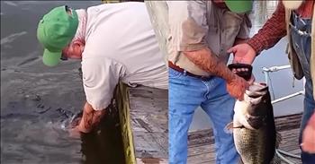 <p>An elderly man amazingly snagged a 16-pound bass with his bare hands.</p>

<p>Everyone has pastimes and hobbies. Life can physically and mentally tear people down. Doing something, really anything, for a couple of hours to escape those stressors and problems is a must. Those activities give us some time to recover, relax and think about something else for a while.</p>

<p>Those pastimes and favorite activities vary from person to person. Some people enjoy picking up and reading a book. Others enjoy going on a run through their neighborhood or a nearby park. Writing or painting might be something others prefer to do in their spare time. Even taking a short, several-hour nap can do a lot of good.&nbsp;</p>

<p>Another relaxing pastime activity that is quite popular is fishing. When most people imagine fishing in a pond, lake or ocean, they probably envision having a rod and reel and casting it into a body of water. Then, it becomes a waiting game, hoping to fool a fish into taking the bait on the hook.&nbsp;</p>

<p>Well, one man has a different way of fishing. <a href="https://www.instagram.com/p/C54GFdmrlbK/">As a clip posted on social media</a> shows, he requires next to no equipment. All Robert Earl Woodward needs is a small, tiny piece of bait and his bare hands.&nbsp;</p>

<p>The video shows Robert leaning over a deck as he holds a piece of bait and moves about in the water. After several moments of repeating this motion, Robert attracts a fish&#39;s attention. Then it&rsquo;s go-time as it becomes a battle of man versus beast.</p>

<p>The fish puts up quite the fight, but Robert ends up victorious, successfully snagging a massive 16-pound bass.</p>

<p>But Robert does not intend to keep the creature. As the clip ends, Robert releases the fish back into the water.</p>

<p><em><strong><a href="https://www.godtube.com/bible/ezekiel/47-10">Ezekiel 47:10</a></strong> &ldquo;And fishermen will take up their places by it: from En-gedi as far as En-eglaim will be a place for the stretching out of nets; the fish will be of every sort, like the fish of the Great Sea, a very great number.&rdquo;</em></p>
