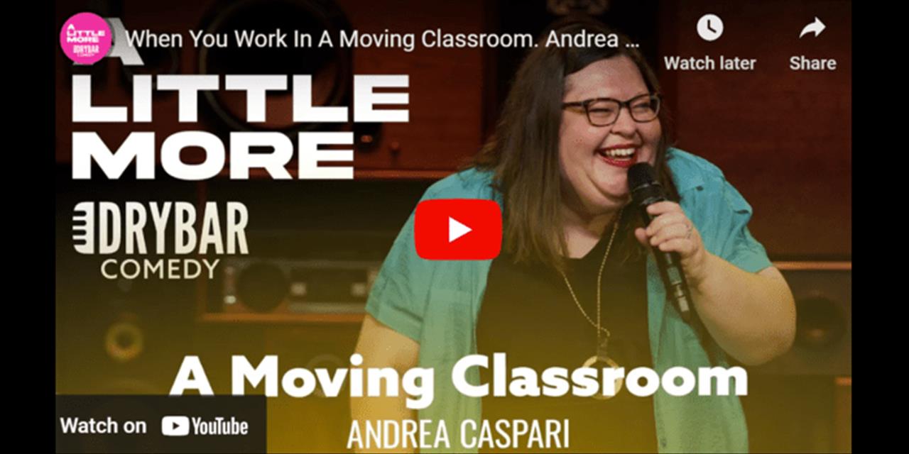 <p>When you work in a moving classroom, you&#39;re basically living the dream, or at least thats how Andrea Caspari&#39;s husband feels as he works as a bus driver. In this clip from her first ever Dry Bar Comedy specials Andrea Caspari talks about driving buses, being hoarders, and her love for Star Wars cosplay.</p>
