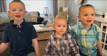 <p>Watching young kids singing brings a smile to anyone&rsquo;s face. In this video, adorable children give a sweet rendition of &lsquo;This Little Light of Mine.&rsquo;</p>

<p>At the beginning of this video, we see three adorable young boys under the age of 5, sitting in their family&rsquo;s living room. They begin to sing, &ldquo;This little light of mine, I&rsquo;m gonna let it shine.&rdquo; The older adorably sings, &ldquo;This widdle light of mine.&rdquo; He is focused, singing with confidence, and enjoying the performance. The middle child is enjoying using his finger to represent the light and spinning it around while he sings with a smile. The baby boy is seated between the older brothers, and he starts to get completely tickled when he begins to shine his little light with his finger. He giggles and smiles so big, and it is precious.</p>

<p>The boys go into the second verse, &ldquo;Hide it under a bushel, no! I&rsquo;m gonna let it shine.&rdquo; The oldest sings clearly, the middle does the motions perfectly, and the little one is there to giggle and be the entertainment again. A highlight moment is when the trio sings about not letting Satan blow it out. Instead of singing blow, they actually blow with their lips. The younger two practice with their little finger lights being blown out.&nbsp;</p>

<p>They continue to the final verse to let their lights shine until Jesus comes back. The oldest is still leading strong, and the younger two are still having a good time. Watching these boys is a complete delight. They are very into the song and the motions. The message that they are singing is very profound. As we reflect on letting our lights shine, may these little boys remind us of the true joy that is found in the Light of the World, Jesus.&nbsp;&nbsp;</p>

<p><em>&ldquo;You are the light of the world. A town built on a hill cannot be hidden. Neither do people light a lamp and put it under a bowl. Instead, they put it on its stand, and it gives light to everyone in the house. In the same way, let your light shine before others, that they may see your good deeds and glorify your Father in heaven.&rdquo; <strong><a href="https://www.godtube.com/bible/Matthew/5-14">Matthew 5:14-16</a></strong></em></p>
