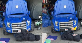 <p>Sometimes, the most entertaining moments happen right at home. This was certainly the case when a mom captured an adorable scene with her 4-year-old son, who was caught hard at work under his toy truck, pretending to be a mechanic. Armed with a toy drill and a few other toy tools lying around, the little boy was found underneath his blue truck, listening to his favorite song. The chilly weather didn't deter him; he just bundled up in his hoodie and jacket, lying on the cold concrete to get to the "issue" with his toy vehicle.</p>

<p>The young mechanic worked diligently, his tiny hands moving with the seriousness of a seasoned professional, all while listening to Morgan Wallen. His dedication was evident, and his serious expression contrasted humorously with his small size and the playful nature of his task. The scene was an adorable blend of childhood innocence and comical adult mimicry.</p>

<p>Adding to the hilarity, the boy occasionally paused to wipe his brow and mutter to himself, just like a real mechanic might. The video, filled with these precious moments, quickly became a favorite online, leaving viewers in stitches. Comments poured in from amused parents and car enthusiasts alike, all commending the boy's commitment to his "repair."</p>

<p>"Someone get this man a rootbeer," one <a href="https://www.tiktok.com/@momlifewithlucy/video/7360744492971904299">commenter</a> joked, echoing the thoughts of many who saw the boy&rsquo;s effort as worthy of a refreshing break. While another viewer <a href="https://www.tiktok.com/@momlifewithlucy/video/7360744492971904299">commented</a>, &ldquo;He&rsquo;s gonna be a good mechanic someday.&rdquo;</p>

<p>The sentiment was shared widely, with many viewers reminiscing about their own childhood adventures and the simple joys of playtime.</p>

<p>This heartwarming and hilarious video is a reminder of the creativity and determination that children bring to their play. Moments like these highlight the joy of imagination and the precious memories made during childhood. The little boy&rsquo;s earnest endeavor with his blue toy truck has entertained countless people and reminded us of the innocence and joy found in the simplest activities. And for parents out there&ndash;it&rsquo;s a reminder of how fast our little ones grow up!</p>

<p><em><strong><a href="https://www.godtube.com/bible/matthew/18-3">Matthew 18:3</a></strong>&nbsp; "And he said: 'Truly I tell you, unless you change and become like little children, you will never enter the kingdom of heaven.'"</em></p>
