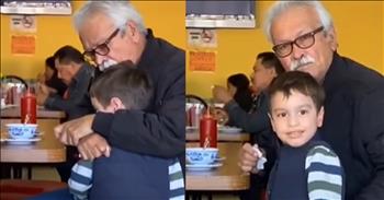 <p>There&rsquo;s just something about a hug that makes one feel less alone. A child&rsquo;s hug for a man who was eating alone is a universal moment of sweetness. In a touching display of empathy and love, a young child&rsquo;s spontaneous act of kindness has warmed hearts locally and globally. Recently grieving the loss of his own grandfather, the little boy dressed in a striped shirt and vest noticed an elderly man dining alone in a restaurant. Moved by a surge of compassion, he bravely approached the man and offered him a heartfelt hug.</p>

<p>A fellow diner captured the poignant moment and shared the video online. The video quickly captured the essence of human connection. In a world often bustling and disconnected, the innocence and sincerity of the child&rsquo;s gesture struck a chord, reminding us of the power of compassion.</p>

<p>&ldquo;They both needed the hug,&rdquo; <a href="https://www.instagram.com/p/C794Vodu3IW/">commented</a> one viewer, their words echoing the sentiment felt by many who witnessed the heartwarming scene. Another viewer, clearly moved by the sight, commented, &ldquo;Such a heartwarming sight.&rdquo; The video went <a href="https://www.instagram.com/p/C794Vodu3IW/">viral</a> with over&nbsp; 37,111 likes on <a href="https://www.instagram.com/p/C794Vodu3IW/">Instagram</a>. The elderly gentleman, visibly touched by the child&rsquo;s gesture, accepted the hug with a smile that spoke volumes, momentarily easing the ache of solitude.</p>

<p>For the child, reaching out was not just an act of kindness but a reflection of the deep love and empathy nurtured by his late grandfather. In his tender innocence, he understood the universal need for comfort and companionship, offering solace in a simple embrace. Hugs are more than just physical embraces; they are powerful expressions of love, comfort, and connection. In a single hug, we give warmth, support, and reassurance to those we care about. They can uplift spirits, mend broken hearts, and forge bonds in small moments that transcend words.</p>

<p>As the uplifting story spreads, it serves as a gentle reminder of the profound impact of extending kindness and the healing power of human connection in a simple hug. Amidst life&rsquo;s challenges, this heartfelt exchange between this elderly gentleman and a little boy reminds us of the enduring power of compassion and the hope it inspires in us all. Thank the good Lord for the powerful reminders of love in the simple act of giving a hug.&nbsp;</p>

<p><em><strong><a href="https://www.godtube.com/bible/romans/12-10">Romans 12:10</a></strong>&nbsp; "Be devoted to one another in love. Honor one another above yourselves."</em></p>
