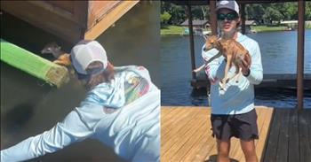 <p>A kind fisherman came to the aid and rescue of a baby deer in the water.</p>

<p>Animals are precious and fascinating creatures put on Earth by the same God who formed humans and set the sun, moon and stars in position. Knowing this, it&rsquo;s clear that animals hold a special place in the Lord&rsquo;s heart. Because of that, they deserve love, care, kindness and respect.</p>

<p>That means that whenever we spot an animal in distress, we should do what we can to help solve and alleviate the problem. Seeing an animal in pain or struggling is one of the most heartbreaking scenes you&rsquo;ll ever encounter. That is likely the reason why one man went out of his way to help a cute, defenseless animal who found itself in a horrible, potentially life-threatening situation.</p>

<p><a href="https://www.tiktok.com/@armstrongoutfitters_aot/video/7381453617523461407">The short, nearly two-minute clip</a> begins with a fisherman out on the lake in a boat. The boat is heading for land, but from a comment the fisherman makes only moments into the clip, it&rsquo;s obvious they are not docking.</p>

<p>&ldquo;We&rsquo;re going to get her, I promise,&rdquo; the young man standing at the end of the boat says.</p>

<p>About ten seconds into the clip, viewers get their first glimpse of the baby deer. It&rsquo;s stuck in the water and obviously frightened because of its current predicament.</p>

<p>The fisherman then leans out of the boat, extending just enough to grab and safely secure the trapped animal.</p>

<p>Immediately after the man picks up the baby deer, the wild animal starts wailing and continues to do so. Understanding that the deer is frightened, the man tries to comfort and soothe the animal.</p>

<p>&ldquo;I know, I know,&rdquo; the man says continually to the deer.</p>

<p>At one point, a second deer, likely the mother, starts to wade out into the water, wanting to come to the aid of her young.</p>

<p>Eventually, the man reaches land, gently places the baby deer on the ground and slowly walks away. As he does, he signals to the mother deer, who stands nearby watching the scene unfold, that she is good to check on her baby.</p>

<p><em><strong><a href="https://www.godtube.com/bible/proverbs/12-10">Proverbs 12:10</a></strong> &ldquo;An upright man has thought for the life of his beast, but the hearts of evildoers are cruel.&rdquo;</em></p>
