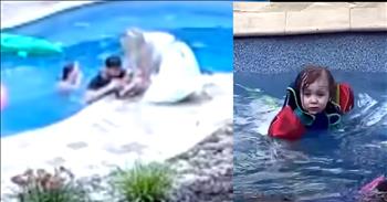 <p>It is every parent&rsquo;s nightmare to have a water incident with a child. In this video, a dad&rsquo;s heroic pool rescue of his 2-year-old daughter is caught on camera.</p>

<p>While the families are casually enjoying a holiday celebration, the kids are playing in the pool and the adults are visiting by the poolside. A man is shown asking &ldquo;Are you having fun,&rdquo; a precious little girl is in the pool with the other bigger kids in her vest and floaties. The little girl&rsquo;s name is Mila and she is only the age of 2. She is laughing and practicing swimming. Everything seems like a fun and normal day.&nbsp;</p>

<p>Suddenly, we see a house camera showing the pool. Later on in the day, Mila was not in her floaties and vest anymore and she got into the pool. The older sister realizes that Mila is in the pool face down and screams as she tries to get to her. The father quickly rushes and jumps into the pool as we see the mother run out of the house. The dad describes that when he got her in the pool, he turned her over to learn that she was blue-gray. He thought that his baby girl had died. The dad is a nurse, and there was, thankfully, another trauma nurse there. The dad began mouth-to-mouth, and then the nurse started chest compressions.&nbsp;</p>

<p>The mom is seen kneeling next to her daughter praying, she describes the horror and how she turned to God. The dad says when she started crying, he knew that she was going to be ok. She ended up in the hospital overnight for observation. The girl was miraculously ok. She is seen smiling in her hospital bed with her toys and baby doll. They are in Gaston, North Carolina. Mila has made a full recovery and they want everyone to be aware of what happens at the pool. Life is precious, and God sees us even in our scariest moments.</p>

<p><em>&ldquo;From heaven the Lord looks down and sees all mankind; from his dwelling place he watches all who live on earth&mdash;&rdquo; <strong><a href="https://www.godtube.com/bible/Psalms/33-13">Psalm 33:13-14</a></strong></em></p>

