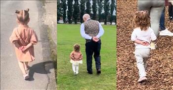 <p>A little girl imitates her grandfather in the sweetest way, capturing hearts with her endearing gestures and innocent mimicry. In a heartwarming display of admiration, five-year-old Emma delighted family members as she mirrored her grandfather's every move during a Sunday afternoon picnic.</p>

<p>A mother recently shared a heartwarming video on TikTok that has touched the hearts of viewers worldwide. The video sheds light on a curious habit of her daughter that speaks volumes about the power of family bonds.</p>

<p>In the video that&rsquo;s reached over 5.8 million <a href="https://www.tiktok.com/@caitlinbattyyyy/video/7388486170528763169">views</a>, the little girl is seen walking around with her hands clasped behind her back, a pose she maintains in various clips, and the reason will surprise you. Initially puzzled by this adorable behavior, the mother soon discovered its heartwarming reason.&nbsp;</p>

<p>In a touching revelation, she explains that her daughter is mimicking her grandfather, who always walks with his hands behind his back. This simple, innocent imitation beautifully captures this darling little girl's tender connection with her grandfather.</p>

<p>The mother's <a href="https://www.tiktok.com/@caitlinbattyyyy/video/7388486170528763169">caption</a>, "A bond that will never be broken," perfectly encapsulates the special relationship between the little girl and her grandpa. This echoes the wisdom found in <a href="https://www.godtube.com/bible/proverbs/17-6">Proverbs 17:6</a> (NIV), "Children's children are a crown to the aged, and parents are the pride of their children."</p>

<p>The video has quickly gained popularity on social media, resonating deeply with viewers who are moved by the pure, unspoken bond shared between generations. This heartwarming story reminds us of the magic found in everyday moments and the profound influence of family role models. It's a testament to the lasting impact grandparents have on their grandchildren, shaping not only their behaviors but also their hearts.</p>

<p>As we witness the joy and innocence in the toddler's mimicry, we are reminded of the timeless traditions and connections that bind us together across generations. Children are precious gifts, embodying the purity and simplicity that remind us of what truly matters in life&mdash;love, family, and the beauty of shared moments.</p>

<p><em><strong><a href="https://www.godtube.com/bible/proverbs/17-6">Proverbs 17:6</a></strong> &nbsp;"Children's children are a crown to the aged, and parents are the pride of their children."</em></p>
